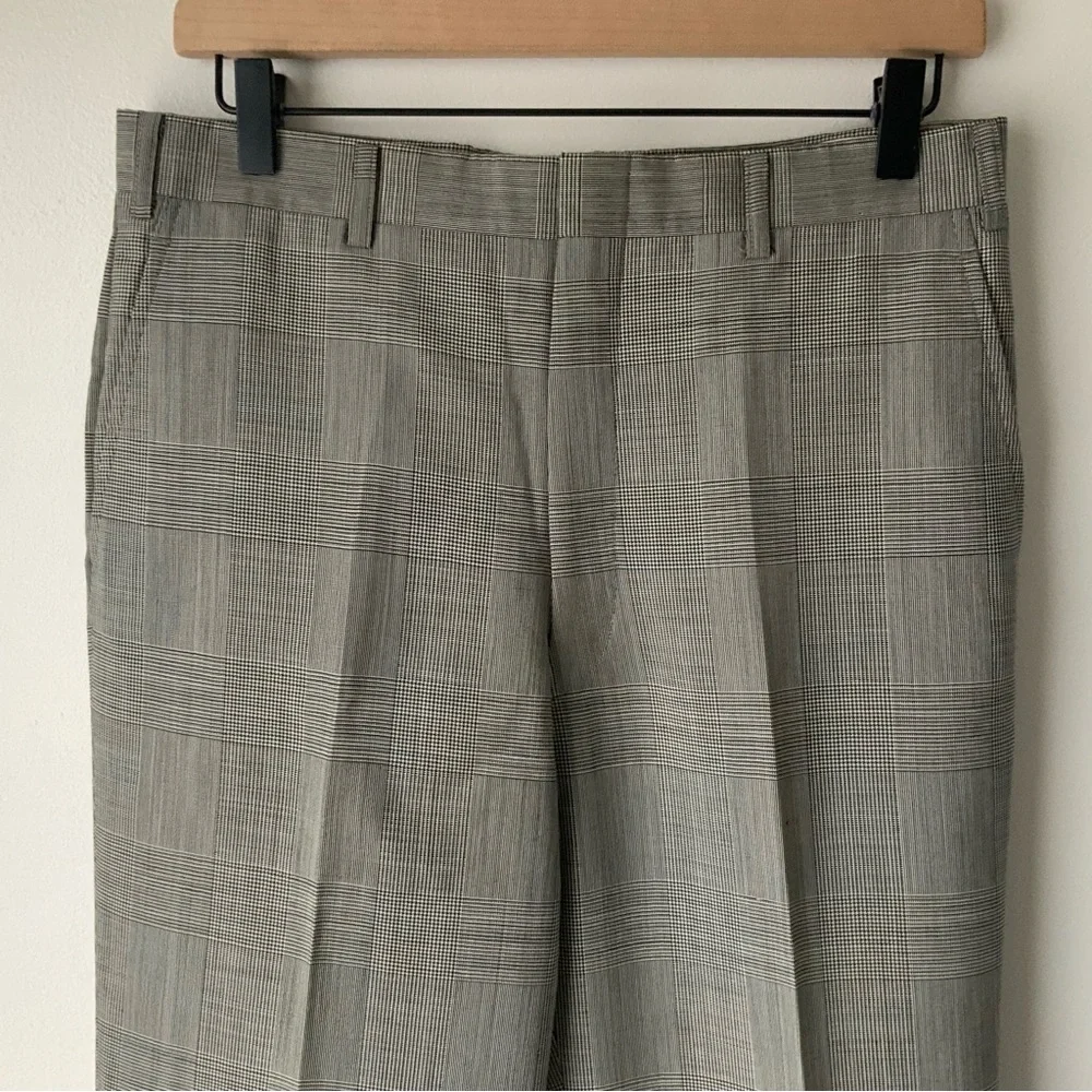 BURBERRYS’ Plaid Trousers Vintage Houndstooth High Waisted Black White Small - Picture 4 of 14